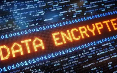 Data is being encrypted in this on screen visualization by a managed IT professional.