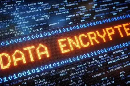 Data is being encrypted in this on screen visualization by a managed IT professional.