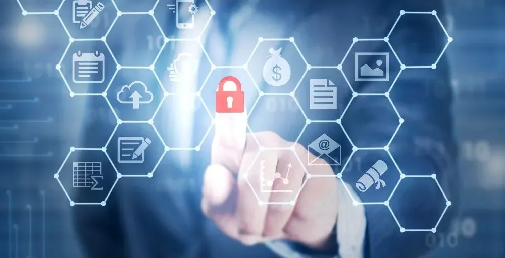 A managed It professional visually displays unlocking encrypted content on a screen.