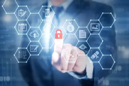 A managed It professional visually displays unlocking encrypted content on a screen.