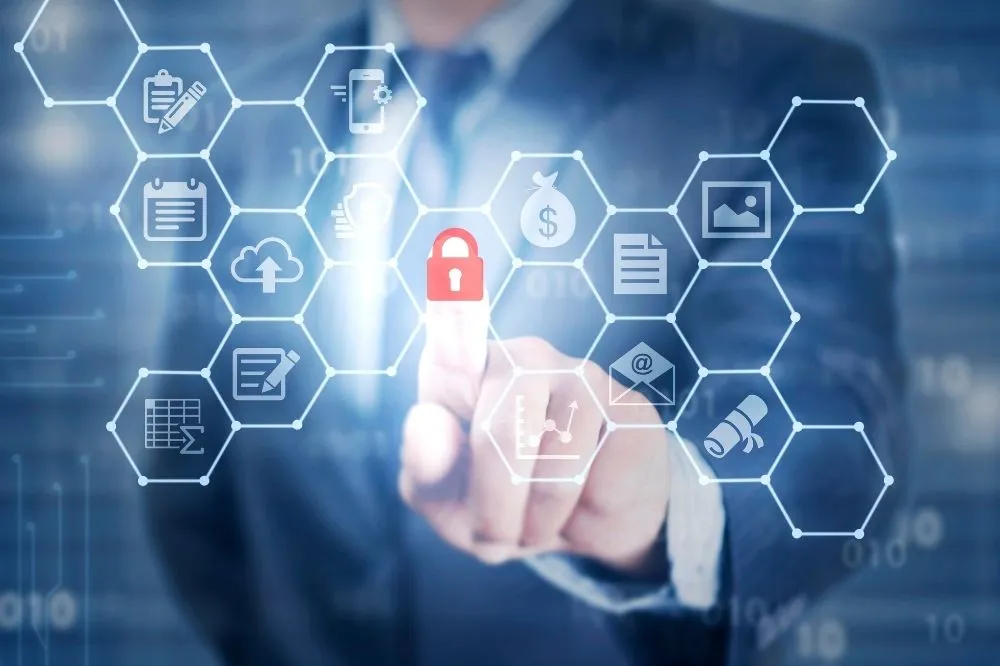 A managed It professional visually displays unlocking encrypted content on a screen.