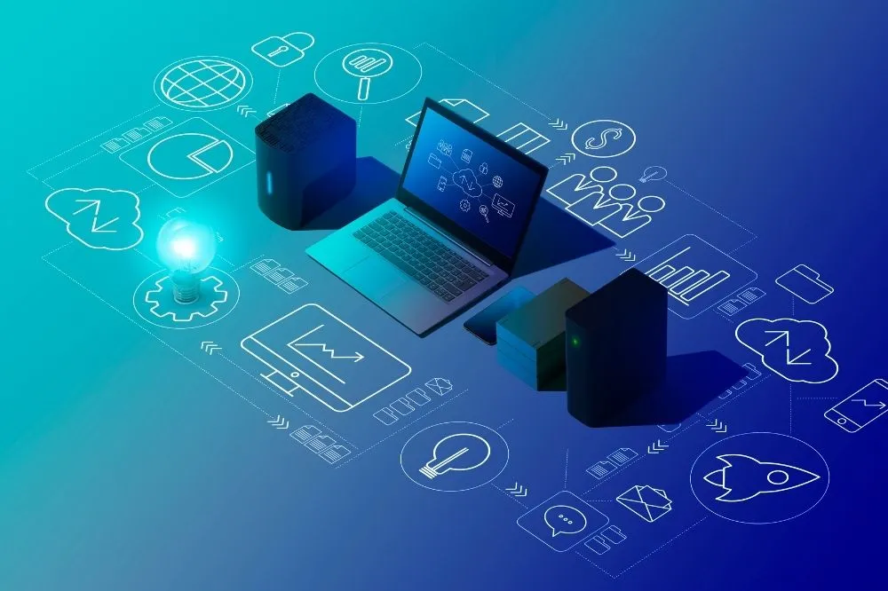 Visualization of a computer network being worked on by Managed IT services.