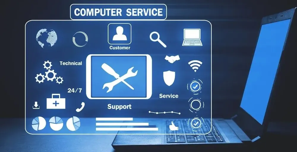 A managed IT services team displays work performed for a client.